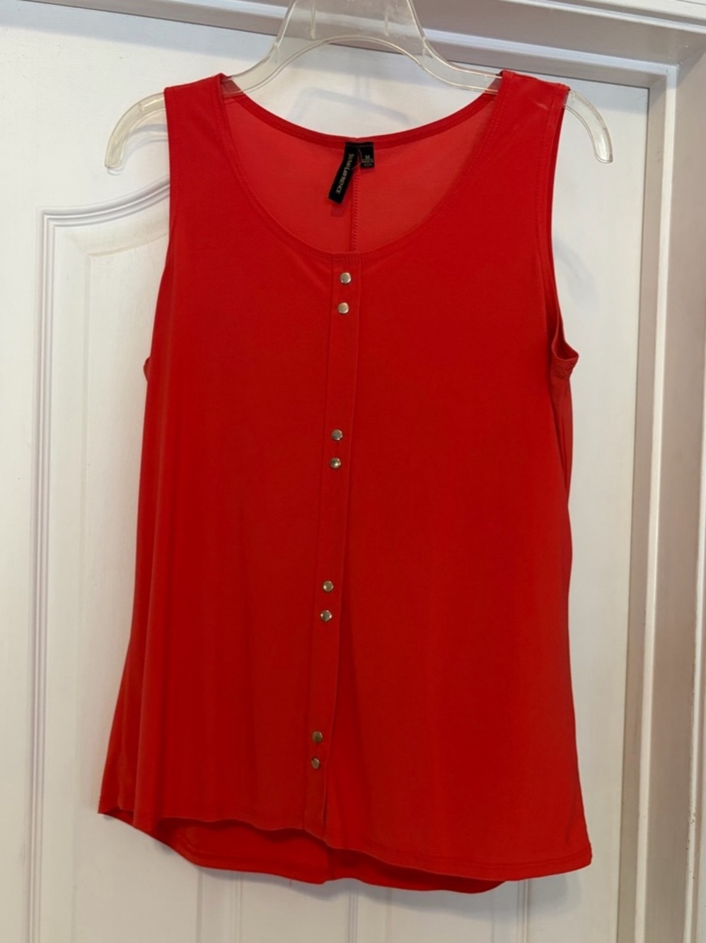 Red/Orange Button-Front Blouse